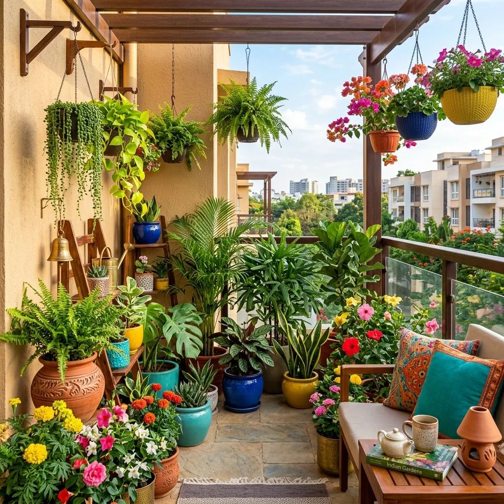 Balcony garden setup by Green Vatika Nursery in Ranchi